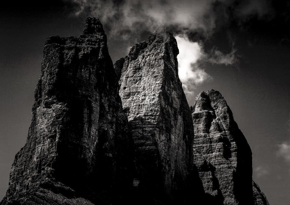 Dolomites black and white