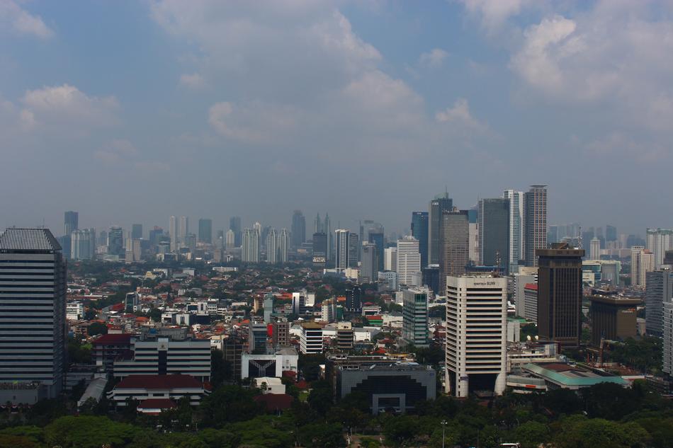Landscape of Jakarta with smog, Indonesia