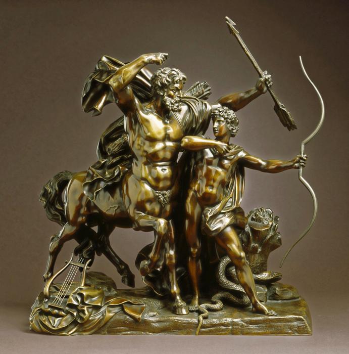 Beautiful, shiny, bronze sculpture of Achilles, on the stand