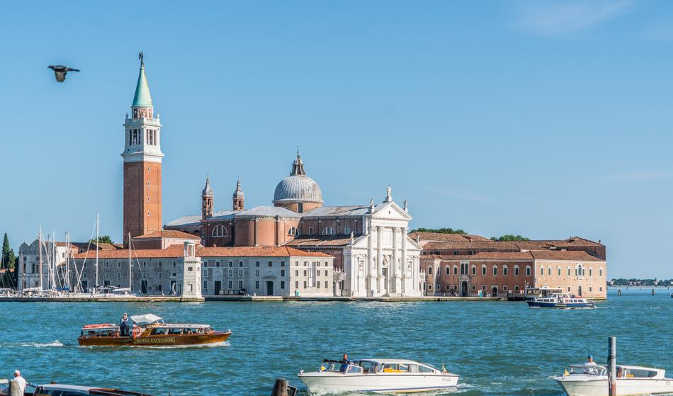 Beautiful coast of Venice with boats in Italy