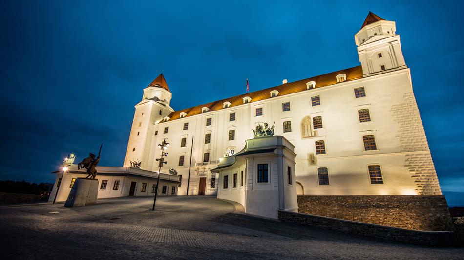 Castle Hill and dark sky in Bratislava
