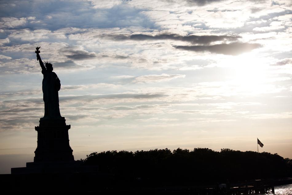 Liberty Statue New York at dusk