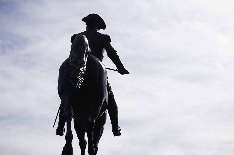 statue of Paul Revere in Boston, US