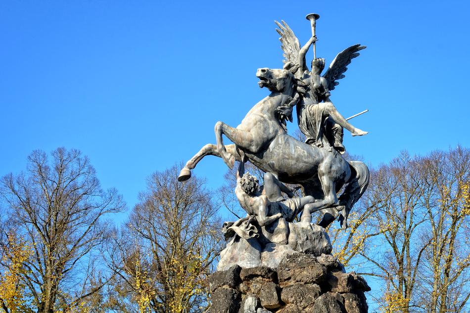 angel on horse Statue