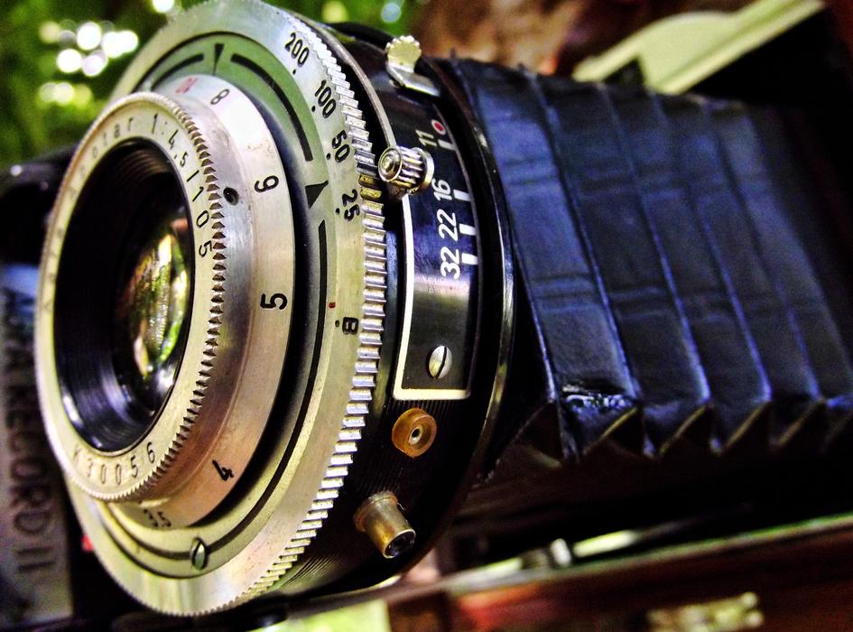 large antique camera close up