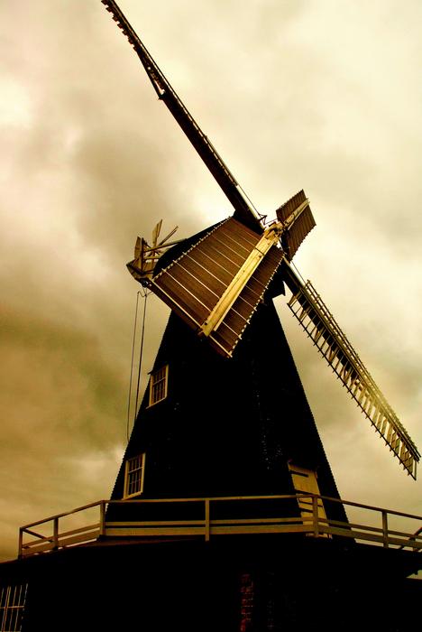 Windmill Kent Architecture at storm sky