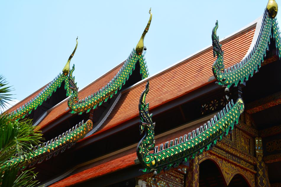 ornamented temple roofs in Thailand