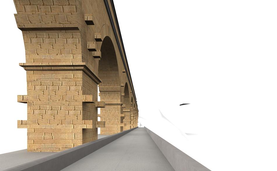 Beautiful Pont Du Gard with pillars, in France