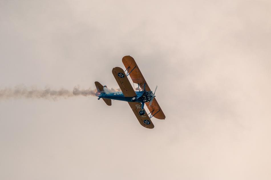 Boeing Stearman Pt-13D Double decker in flight