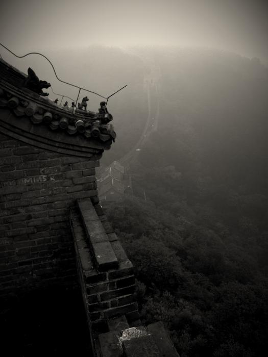 China wall in black and white background