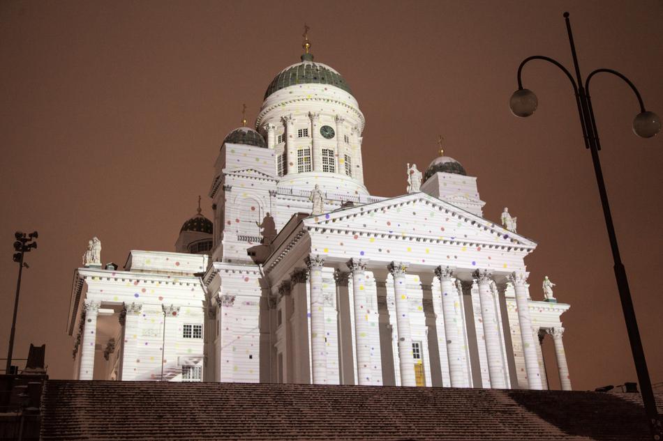 cathedral in helsinki at dusk