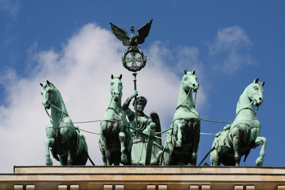 horse harness sculpture at the brandenburg gate in berlin