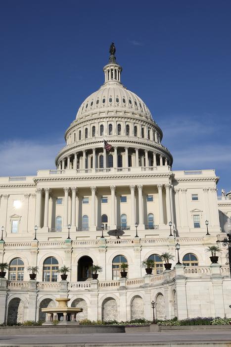 white house in washington against the blue sky