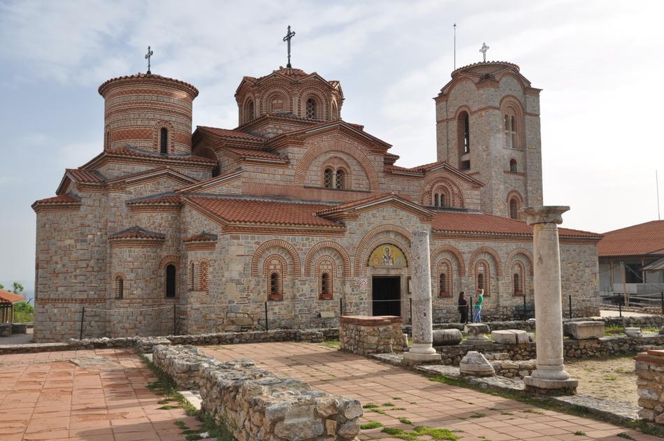 square with columns near the church