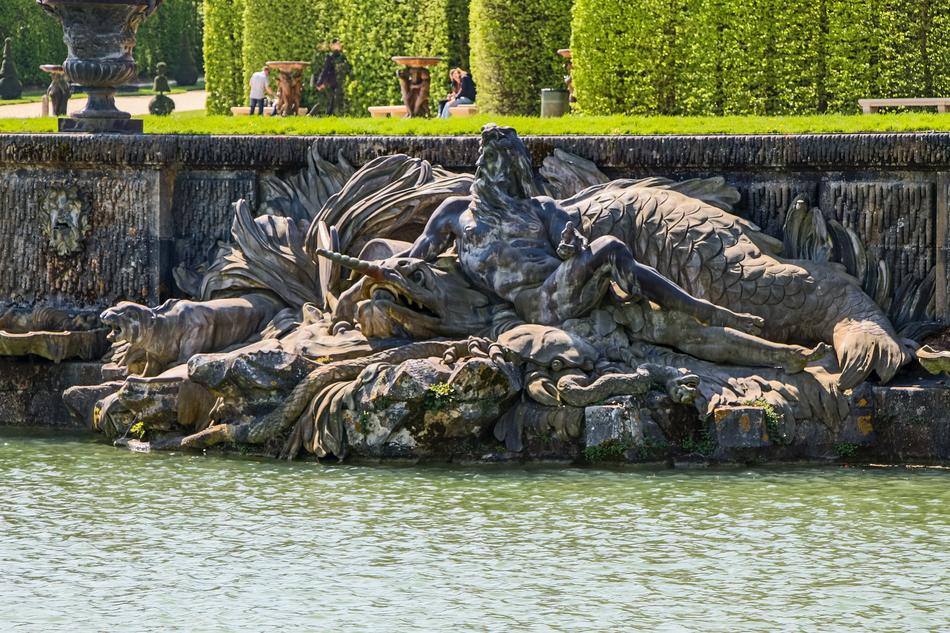 sculpture on the canal in the imperial park in Versailles