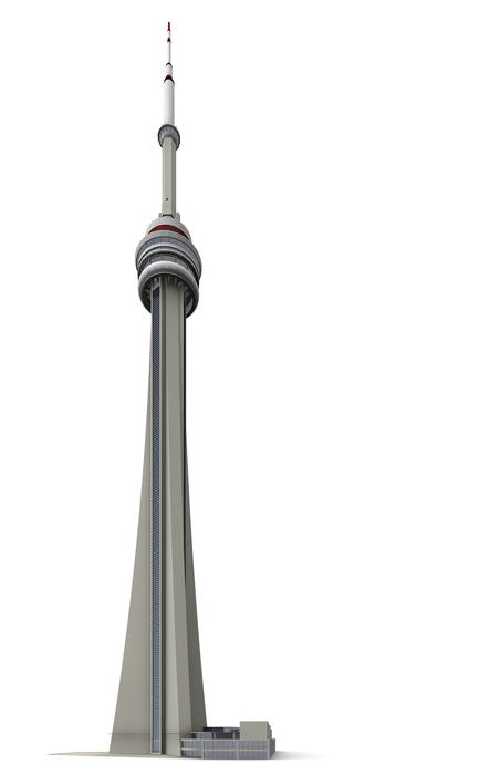 Model of the Cn Tower in Toronto, Canada, at white background, clipart