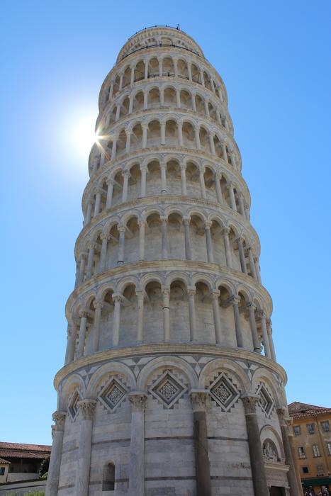 sun behind Tower Of Pisa, Italy, Pisa