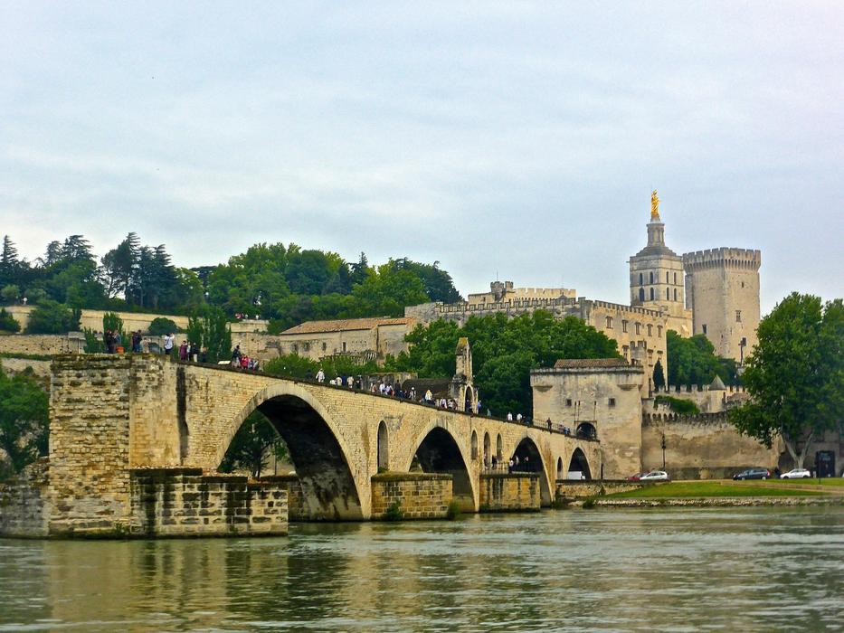 Beautiful Port Avignon in Avignon, France, among the green plants