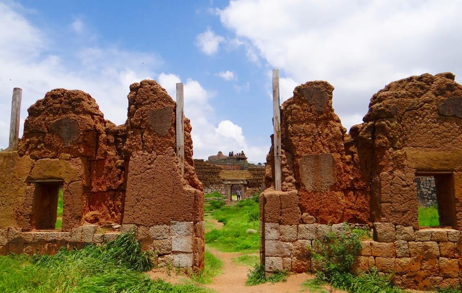 clay walls in the fort near the temple