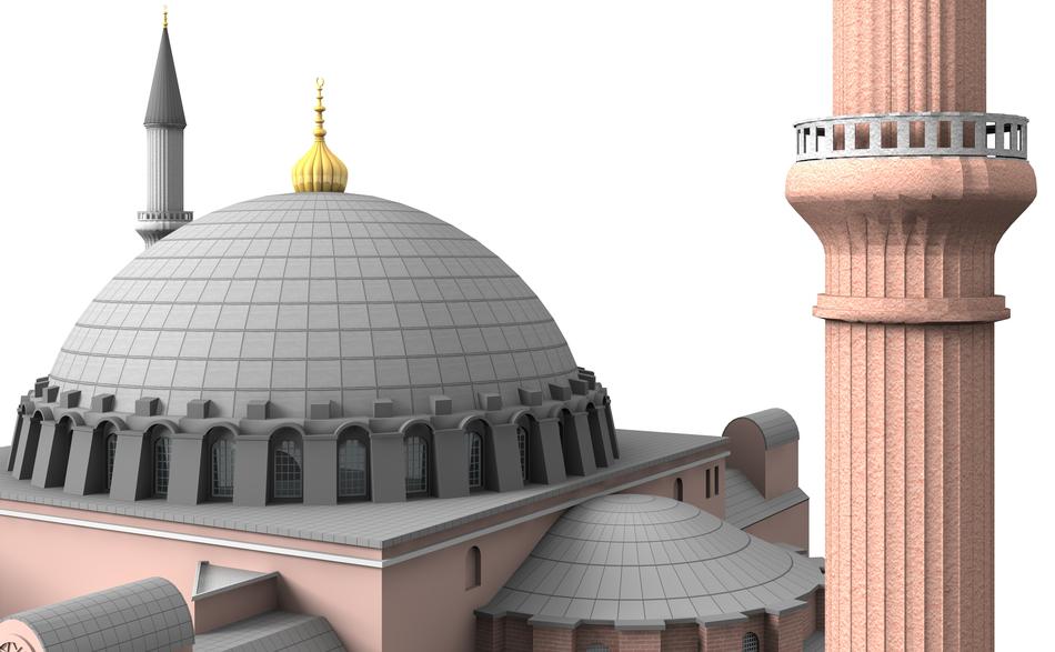 Colorful mode of Hagia Sophia in Ä°stanbul, Turkey, at white background, clipart