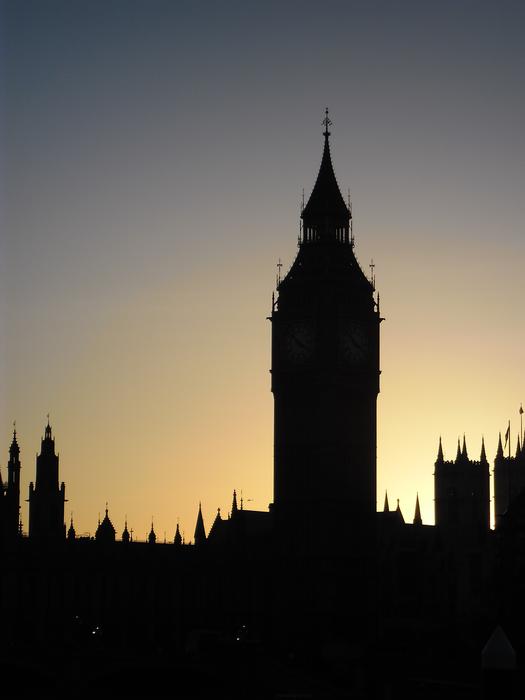 black silhouettes of big ben in london