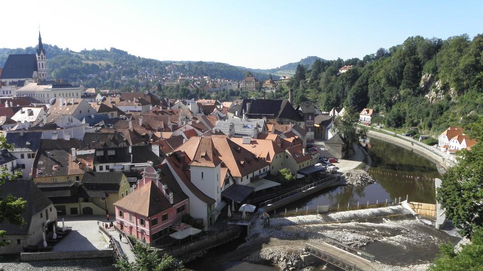 panorama of the castle and the river in Czech Krumlov, South Bohemia