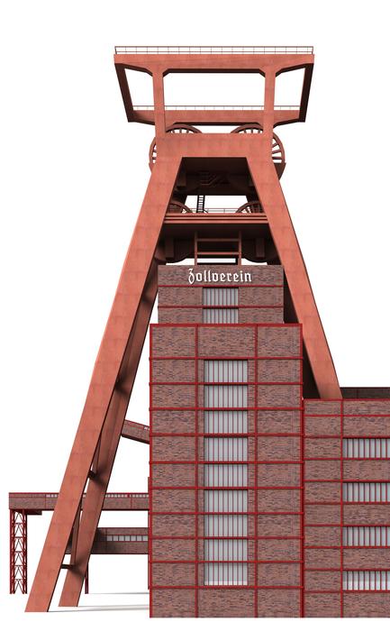Model of the building in Zollverein, at white background, clipart