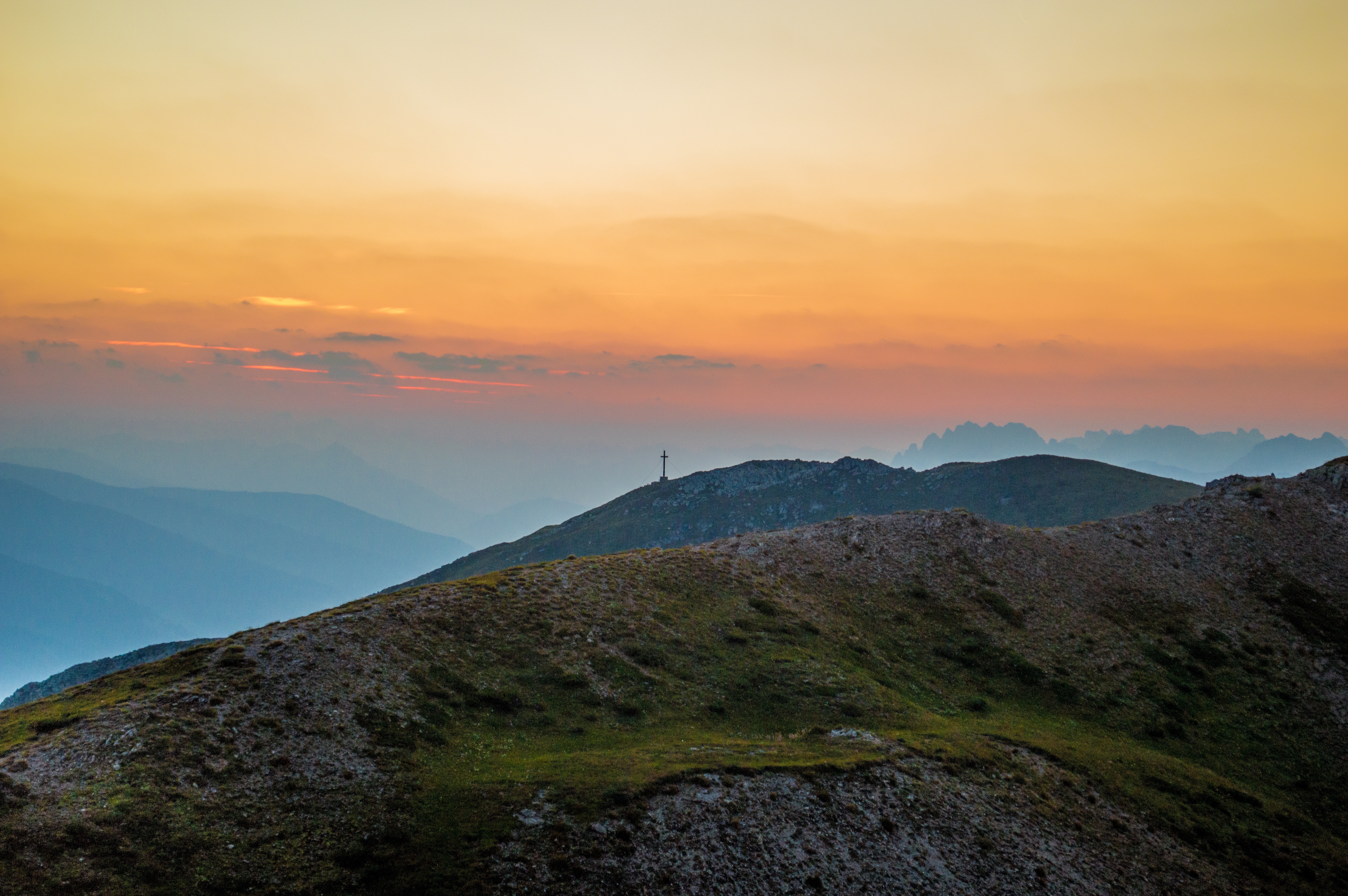 Beautiful Sunset Mountains Cross Free Image