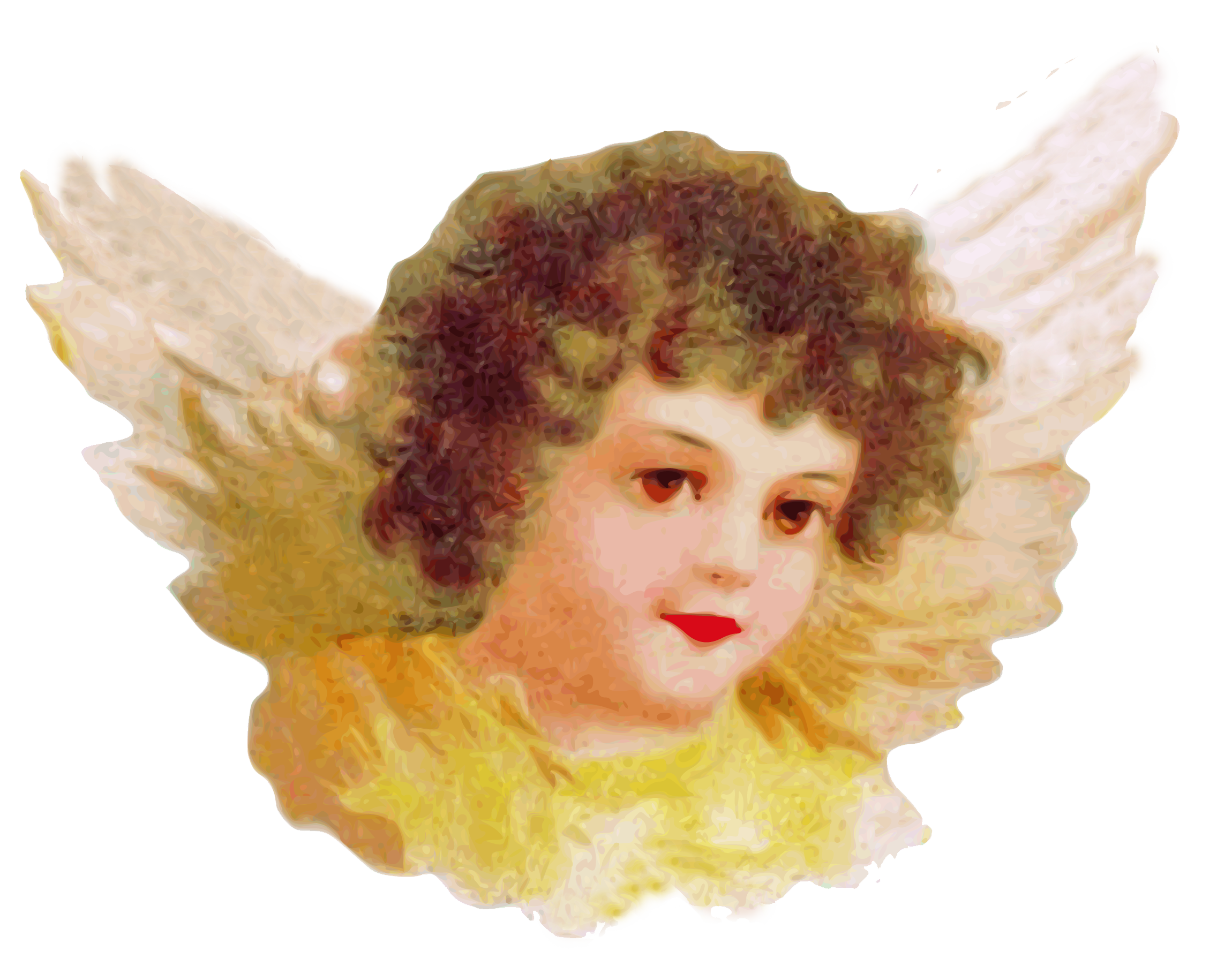 Angel head with wings on a white background free image download