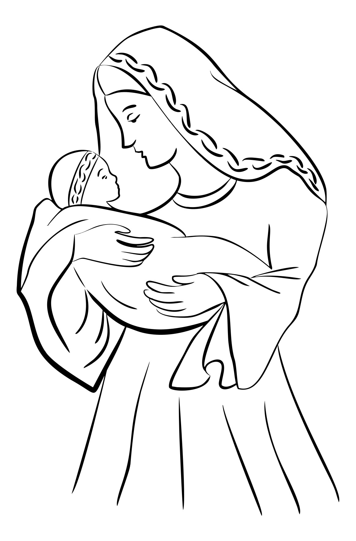 Maria with baby as a drawing free image download