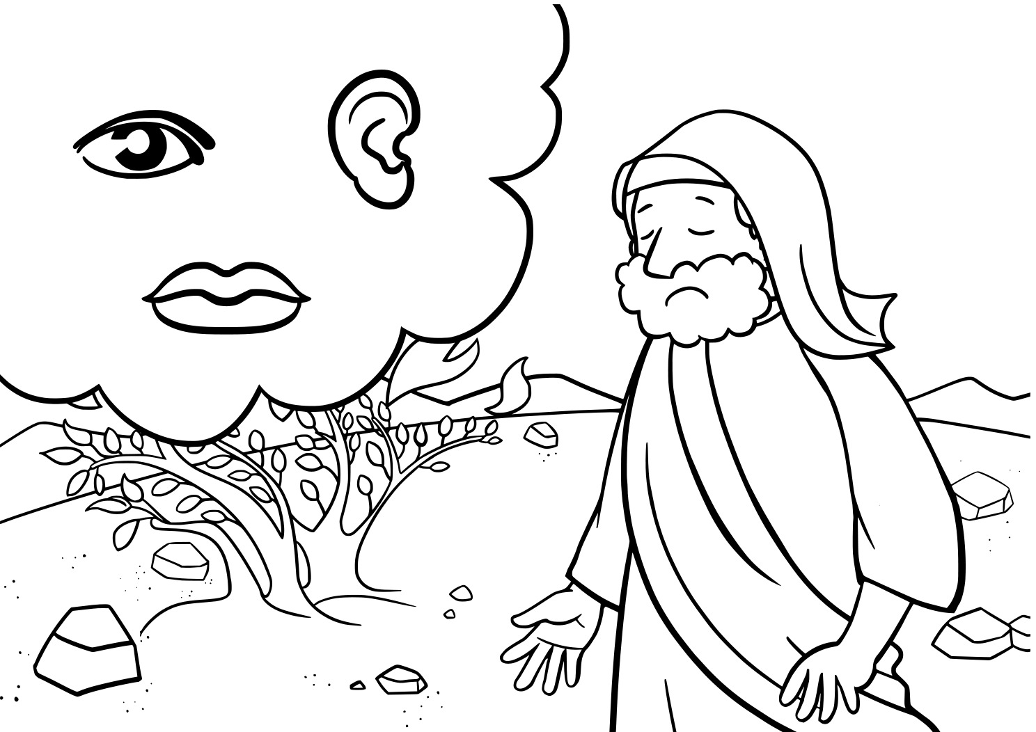 Моисей у горящего куста раскраска