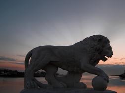 Lion Sculpture Sunset