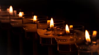 tea light candles in a church