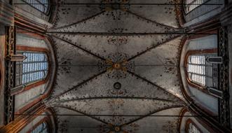 photo of the beautiful ceiling and windows in the chapel