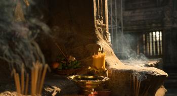 Candles with smoke in Mystic interior