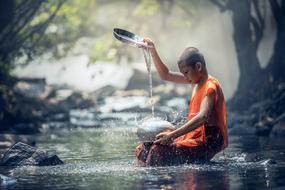 Buddhist boy Ritual Water