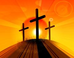 easter 3 crosses on hill