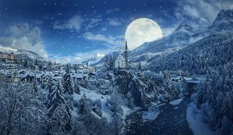 beautiful Winter Night Snow