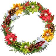 wreath with pine cones and flowers, christmas decoration