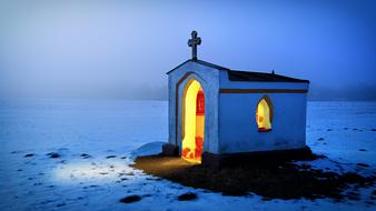 illuminated Blue Hour Chapel