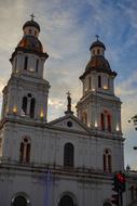 cathedral in ecuador at dusk