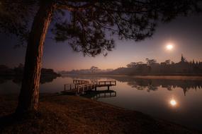 landscape of Lake at Sunset Dawn