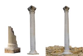 antique columns on white background