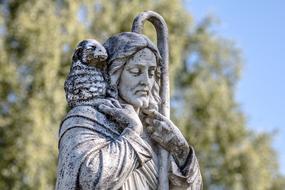 Jesus Good Shepherd on a blurred background