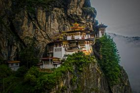 view of the temple on the sheer cliffs