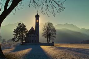 Saint Coloman Church Architecture at dusk