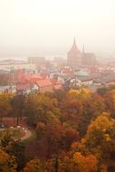 Rostock in fog, Germany