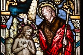 stained glass Window of Baptism Sacrament Church