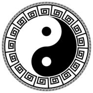 Beautiful, black and white symbol of Ying Yang at white background