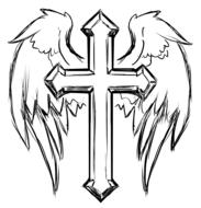 winged cross, drawing